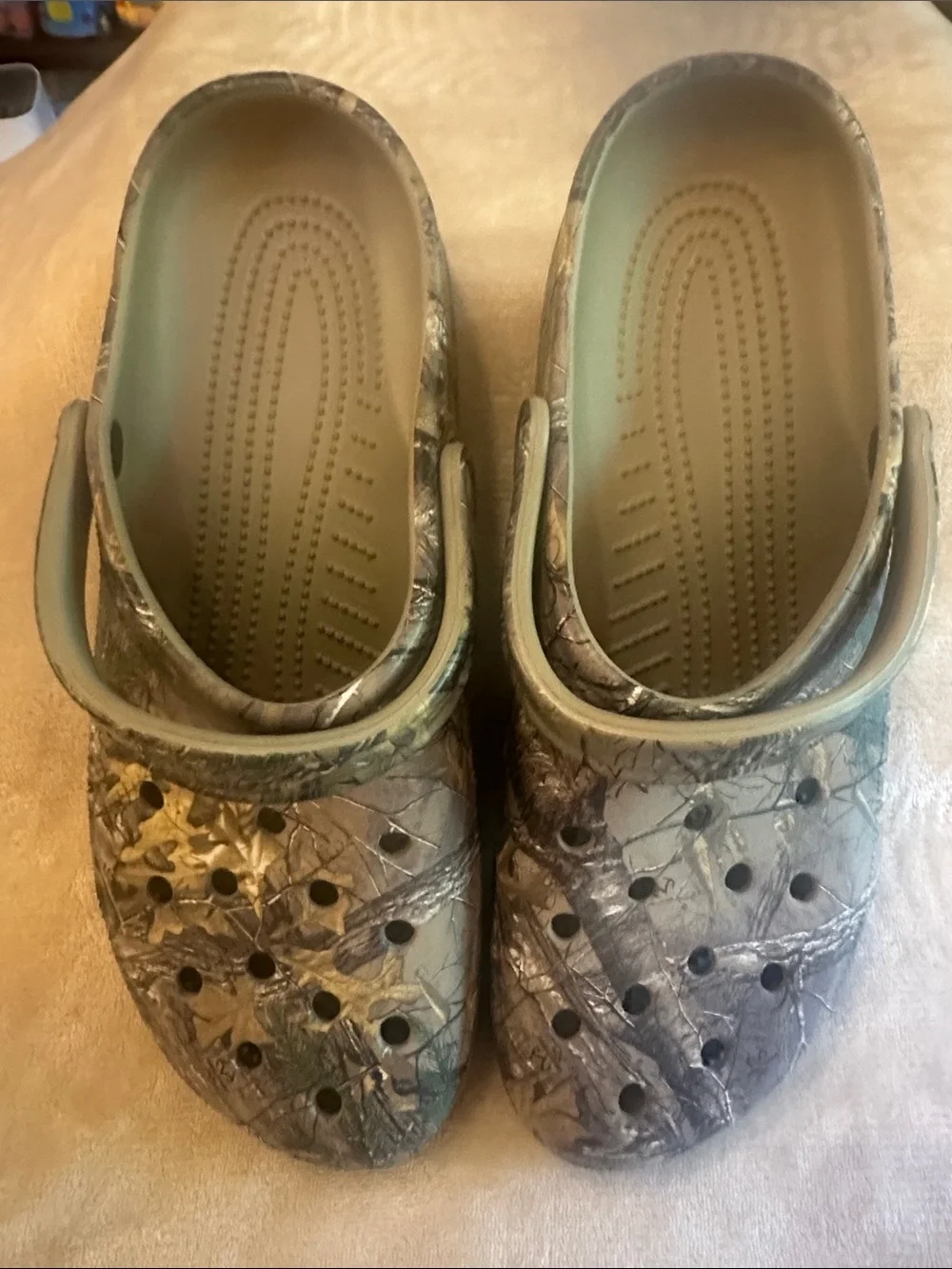 CROCS Men’s Camo Slip-On Clogs in Green and Brown